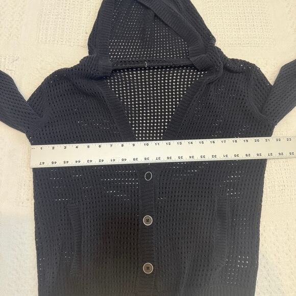 Alexander Wang medium crochet button front hooded sweater top SP 3016 - Picture 5 of 9